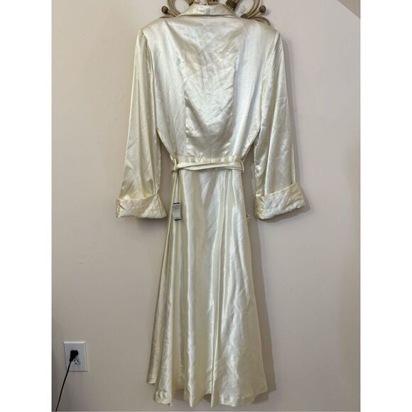 Vintage 60s Montgomery Ward Cream Satin Dressing Gown Robe 16 - Picture 3 of 12